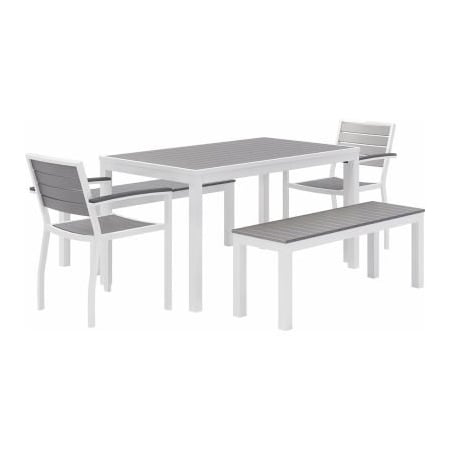 Kfi KFI Seating 5 Piece Outdoor Dining Set, Gray w/ White Frame OL5601WHGY-2-BN5600WHGY-2-T3255WHGY